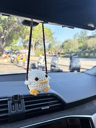 Gehäkelte Autospiegel Anhänger, Ente Auto Anhänger | Auto Rückspiegel Ornament Handgefertigt Gestrickt Autoanhänger Dekor für Autospiegel, Türen, Zuhause, Büro (Ente)