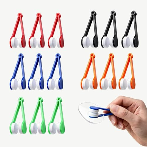 15pcs Spectacle Glass Cleaner,Spectacle Cleaner for Travel and Outdoor | Mini Sun Glasses Brush with ultra-soft microfiber,Eyeglass Microfiber Brush,Portable Magnetic Glass Lens Cleaner Glasses Kit