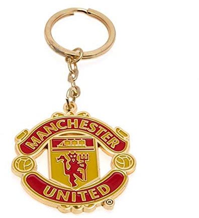 Manchester United FC Official Football Crest Keyring (One Size) (Red/Yellow)