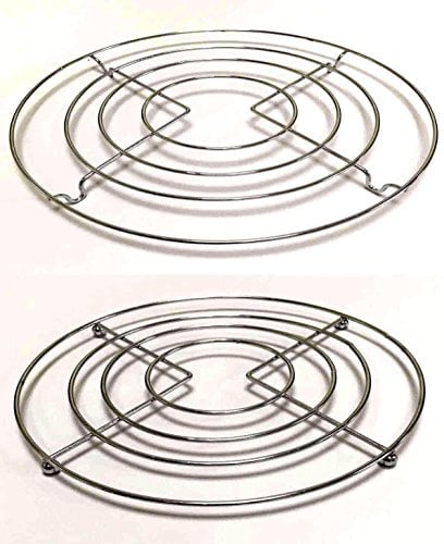 2 x CHROME HOT PAN POT STANDS STAINLESS STEEL ROUND TRIVET HOLDER KITCHEN