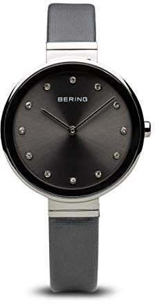 BERING Damen Uhr Quarz Movement - Classic Collection mit Satin und Saphirglas 12034-XXX Armbandsuhren - 3 ATM, Grau/Silber