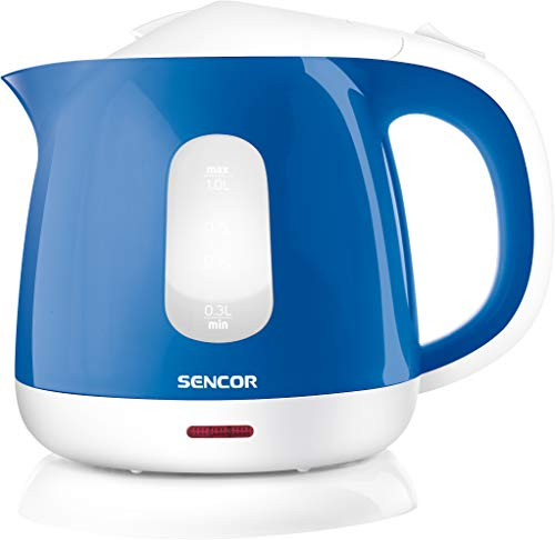 SENCOR SWK 1013OR Bouilloire Électrique Compacte - 1,0 Litre - 1100W - Filtre Anti-Calcaire Amovible Lavable - Blanc/Bleu