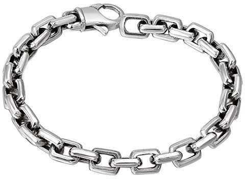 ForFox Pulsera Cadena eslabones de Plata de Ley 925 para Hombres Mujeres 7mm 20cm