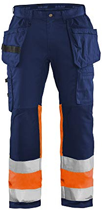Blaklader 155818118953C50 High Vis Arbeitshose mit Stretch, Marineblau/Orange, Größe C50