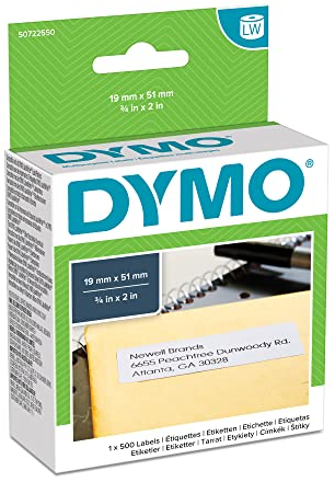 DYMO® Etikett LabelWriter, selbstklebend, ablösbar, Papier, 51 x 19 mm, weiß (500 Stück), Sie erhalten 1 Packung á 500 Stück