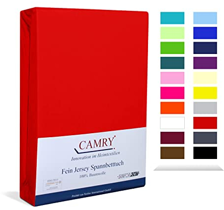 Camry Spannbettlaken 140x200cm - 160x200cm Rot Baumwolle Bettlaken Jersey Spannbetttuch Oeko-Tex 100