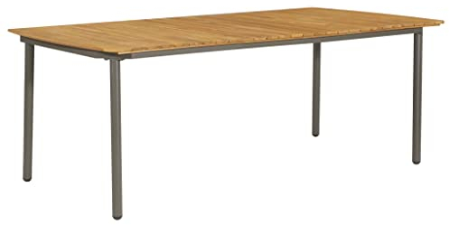 vidaXL Akazienholz Massiv Gartentisch Industriell Holzlattendesign Balkontisch Terrassentisch Esstisch Gartenmöbel Tisch 200x100x72cm Stahl