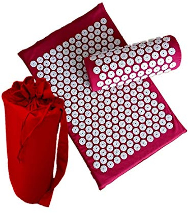 Popoti Body Pain Acupuncture Spike Yoga Mat with Massage Pillow/Mat Massage Relaxation Cushion Relieve Acupressure Mat CXR (Red)