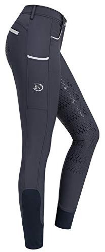 RIDERS CHOICE Damen Reithose mit Silikonvollbesatz und Handytasche, Limited Silver Design - RidersDeal Collection für Reiter, Dark Navy, 36