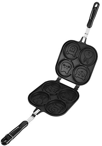 Pentola Antiaderente per Pancake, Mini Pancake Carattere Animale Frittella Padella Pancakes Antiaderente a Doppia Faccia Utensili da Cucina Professionali per la Tua Casa, Nero