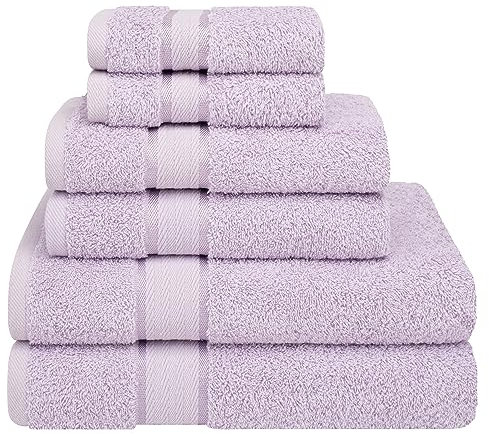 Dorlion Towels 6 Piece 100% Turkish Cotton Towel Set, 2 Bath Towels 2 Hand Towels 2 Washcloths, Soft Absorbent Towels for Bathroom and Kitchen, Lilac Set