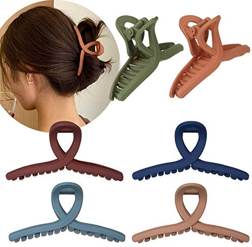Whaline Fermaglio per capelli in 6 colori, morsetto per capelli da 10,9 cm, antiscivolo, forte tenuta, clip a farfalla opaca, accessori per lo styling dei capelli per donne e ragazze, capelli sottili