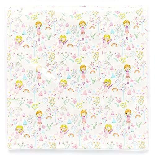 amscan 9909076 Servietten, Feen-Prinzessinnen-Design, gelb, 33 centimeters