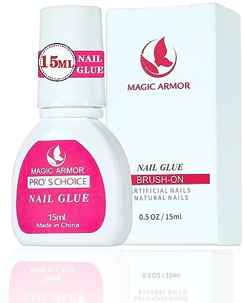 MAGIC ARMOR Nagelkleber für kunstnägel 15ml Nagelkleber Für Tips Nagelkleber mit Pinsel zum einfachen Auftragen, professioneller Nagelkleber extra stark zum effektiven Fixieren von Nagelzubehör