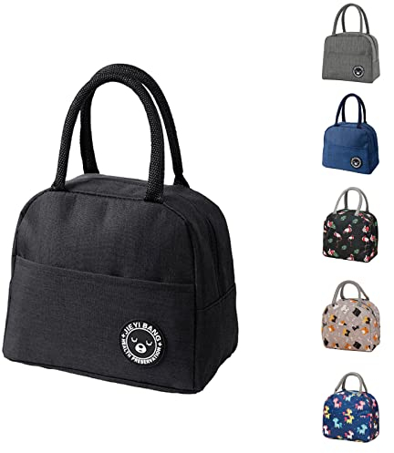HautStore Bolsa Térmica Porta Alimentos, Bolsa de Almuerzo Térmica Impermeable, Impermeable Comida Bolsas de Almuerzo, Bolsa Nevera Portatil Pequeña, Picnic Organizador del Almuerzo (Negro)