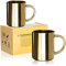 Robin Goods® 2x Edelstahlbecher - 350ml je Thermobecher - bruchsicherer Thermo-Trinkbecher - doppelwandige Isolierbecher goldfarben (02 Stück - goldfarben)