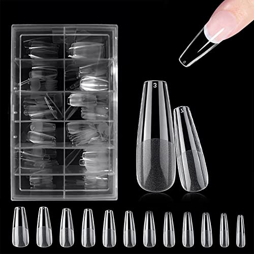 240 Pose Américaine Ongles Capsules en Gel Semi-givré 10 Tailles Différentes Cercueil Faux pour Prothésiste Ongulaire, Débutant, Faire ses Ongles à la Maison, Salons de Manucure