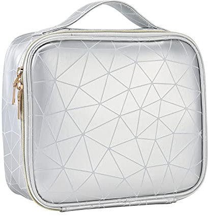 Kosmetiktasche Reise Make up Tasche Schminktasche Organizer Make up Bag Kosmetikkoffer Make up Koffer Kosmetik Organizer Tasche, Silber