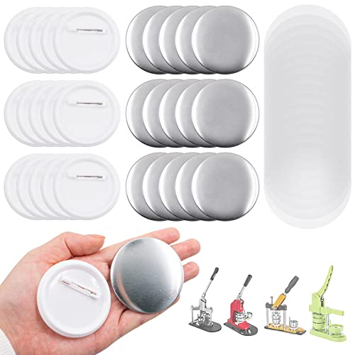 100 Stück 58mm Leere Schaltfläche Abzeichen Button Teile Button Supplies Back Button Teile für Button Maker Maschine DIY Handwerk einschließlich Metallschalen Rückabdeckung und Klarfilm