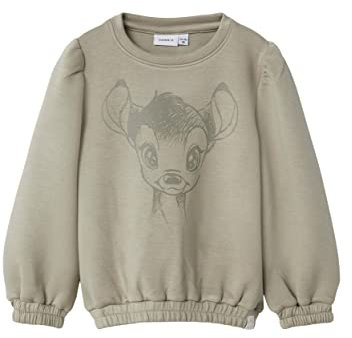 NAME IT Mädchen Sweatshirt mit Flockdruck Bambi Dried Sage 104