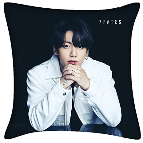 BTS Merchandise BTS Quadratisches Kissen Xcm Kpop Bangtan Jungen Jungkook Jimin Suga V Quadratischer Sofakissenbezug für Sofa Zuhause 45 x 45 cm