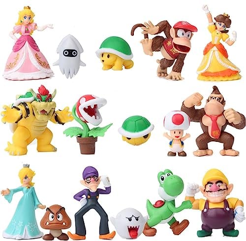 18 Stück Tortendeko,Tortenfiguren,Geburtstag Deko,Cupcake Deko,Super Tortendeko,Tortendeko Cartoon Kindergeburtstag,Party Kuchen Deko,Geeignet für Babyparty,Kinder Geburtstag Party Torte Deko Supplies
