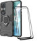 COMAKU Coque Armor pour Honor 90, Housse TPU+PC Antichoc avec Anneau Béquille [avec 2 Pièces Verre Trempé Ecran Film Protecteur ] - Noir