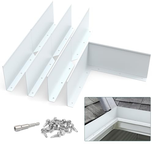 Daisypower Gutter Valley Splash Guards,4 Pcs Foldable Rainwater Roof Rain Diverter Downspout Gutter Guards for House Shingle Straight Roofs Corner (Silver)