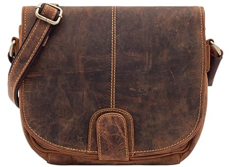 Lloyd Baker - JALNA Distress Umhängetasche aus echtem Leder, Vintage-Stil, Bohemian-Design, mehrere Fächer, Kartenfächer, verstellbarer Riemen, Boho-Stil, Schultertasche, braun