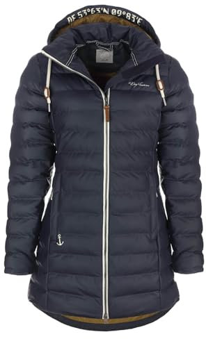 Dry Fashion Damen Polyurethan-Mantel Danzig gesteppt - Outdoor-Jacke wind- und wasserdicht in Navy Größe 38