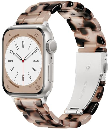 Vamyzji Compatible with Apple Watch Straps 42mm(Series 11 10)41mm 40mm 38mm, Light Resin Tortoise Waterproof Sport iWatch Strap with Stainless Steel Clasp for Apple Watch Series 11 10 SE 9 8 7 6 5 4 3