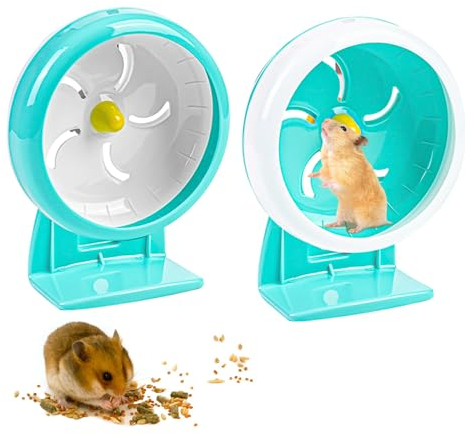Nizirioo Hamsterrad ø18 cm, Hamster Laufrad mit Einstellbarer Stand, Ruhiges Hamster Rad, Laufrad Hamster, rutschfeste Laufscheibe für Totoro Mouse Eichhörnchen Chinchillas Kleintier Haustier (Blau)