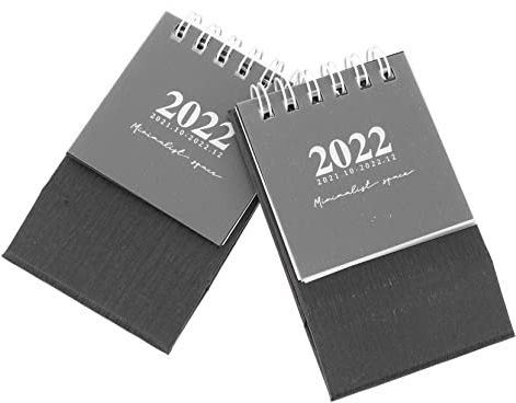 LALAFINA 2st Einfacher Mini-tischkalender Drahtgebundener Kalender Stehender Kalender 2022 Jahr Kalender 2021 Desktop Kalender Monatskalender 2022-2023 Monatlich Büro Papier Lipgloss Spule