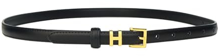 TTPSRY Gürtel Damen Schmaler Ledergürtel Lang Damengürtel Verstellbarer Dünner Gürtel Schmaler Ledergürtel mit Gold Metallschnalle für Jeans, Freizeithosen, Kleider (Schwarz)