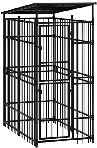 Rabbit Cages,Guinea Pig Cages,Puppy Cages,Kitten Enclosures,Chicken Coops,for Outdoor Free-Range Farm,Outdoor Dog Kennel with Roof Steel 19.8 ft²
