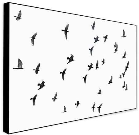 Lienzo enmarcado con diseño de un rebaño de pájaros (A4, 30 x 20 cm)