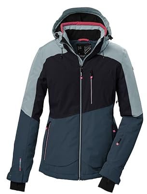 killtec Damen Skijacke/Funktionsjacke mit abzippbarer Kapuze, Schneefang und Unterarmventilation KSW 37 WMN SKI JCKT, hell eisblau, 38, 41971-000