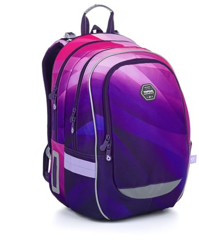 TOPGAL Schulrucksack für Mädchen ab 2. Klasse, ergonomisch & leicht, wasserabweisend, mit reflektierenden Elementen, 26 L Schulranzen mit Brustgurt & Rückenpolsterung (Rosa Welle)