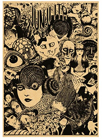 IGHSNZUH Holzpuzzle 1000 Teile Japanischer Anime Junji Ito Poster Vintage Cartoon Puzzles Lernspielzeug for Erwachsene Geburtstagsgeschenk