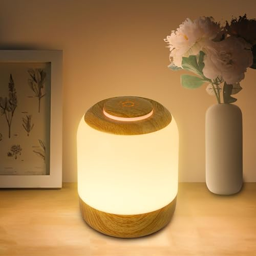 Schützen Augen Nachttischlampe Touch Dimmbar für Baby, Kinder und Erwachsene, kabellos Tragbare Nachtlicht, 3-Farben USB Aufladbar Warmes/Kaltes Tischlampe für Schlafzimmer, Babyzimmer, Camping