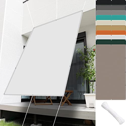 Toldo Vela con Forma 8 x 10 m Impermeable Velas para Sombra Materiale Resistente e Traspirante per Protezione Solare para Barandilla Patio Aire Libre Piscina Jardín Terraza, White