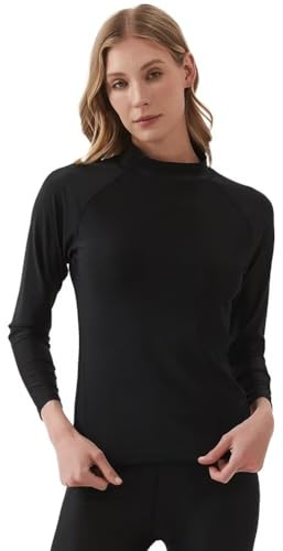 Sillictor Women's Long Sleeve Rash Vest High Neck UPF 50+ UV Swim Top Women Sun Protection Rash Guard Shirts for Water Sports Surfing,Quick Dry Breathable