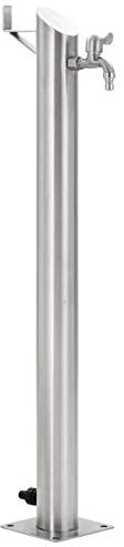 ARKEM Fontanella a Colonna in Acciaio Inossidabile Rotonda 95 cm,Fontana da Giardino con Rubinetto e Base