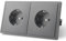 MVAVA Enchufe Schuko Norma EU Enchufe empotrado de 2 compartimento Fácil instalación Enchufes de 80 mm*150 mm Requiere 3 cables Gris