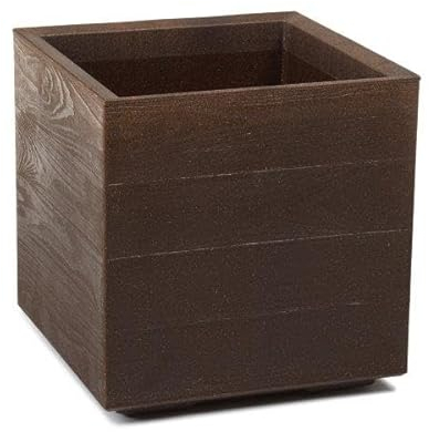 Kreher XL Pflanzkasten Karo Eco Friendly Tolle Holz Optik in Kaffee Latte oder Espresso! Aus robustem, recyceltem Kunststoff. Maße 39 x 39 x 39 cm. (Kaffee Espresso)