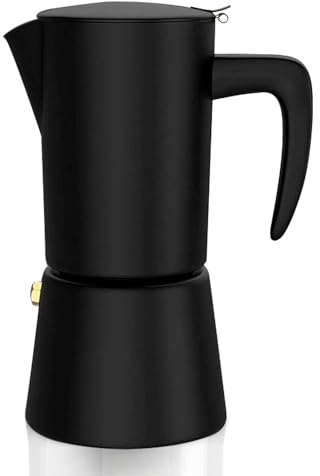 Stainless Steel Stovetop Espresso Maker- Luxurious Italian Moka Pot for Camping or Home Use - Stove Top Coffee Maker Makes 6 Cups of Full - Black Coffee Maker, 300ml