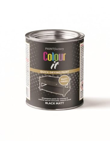 Inspired Essentials 300ml Non Drip Paint Tin Exterior Interior Hard Drying Performance Multi-Purpose Paint Tin for Metal, Wood, Plastic, Walls with Perfect Finish (1, Black Matt)
