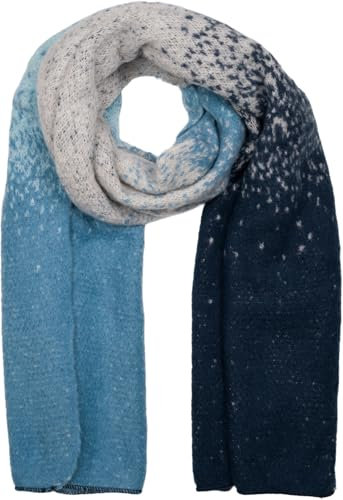 styleBREAKER Damen Web-Schal mit Pixel-Farbverlauf, warmer Winter-Schal im Ombré Look, mehrfarbige Farbübergänge 01017161, Farbe:Dunkelblau-Blau