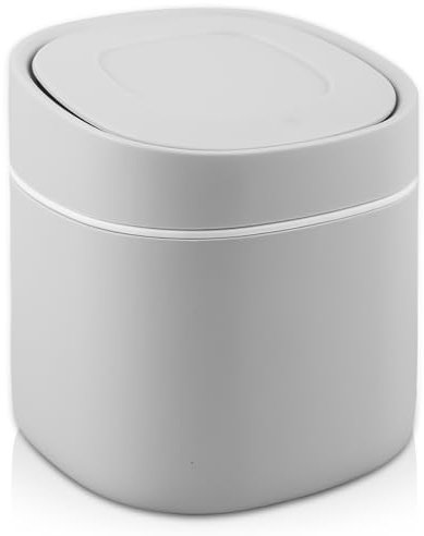 Petite poubelle de bureau avec couvercle, mini poubelle de table avec couvercle, pour la maison, le bureau, le salon (gris)