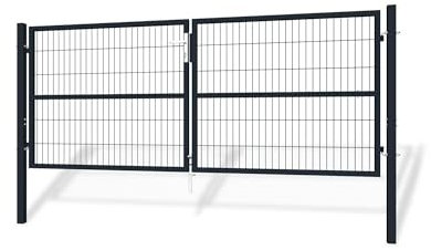 Casanoov Portail Grillage RAZO 3x1,2 m Gris Anthracite – Portail Battant 2 Vantaux avec Poteaux Inclus – Acier Galvanisé Robuste – Sécurisé, Durable et Anti-Corrosion – Kit Complet 285x120 cm